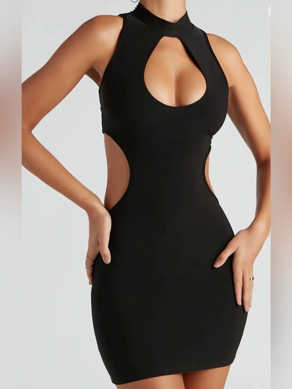 FINESSE Women’s Black Cutout Bodycon Dress Size Medium - Picture 1 of 3